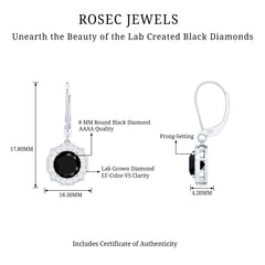 Lab Grown Black Diamond Drop Earrings with Diamond Halo