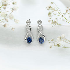 Lab Grown Blue Sapphire Infinity Drop Earrings with Diamond