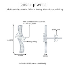 Lab Grown Diamond Two Stone Stud Earrings With Screw Back