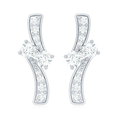 Lab Grown Diamond Two Stone Stud Earrings With Screw Back