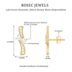 Lab Grown Diamond Two Stone Stud Earrings With Screw Back