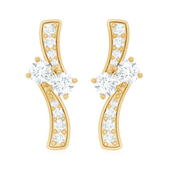 Lab Grown Diamond Two Stone Stud Earrings With Screw Back