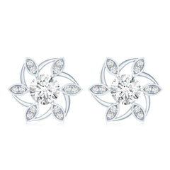 Certified Lab Grown Diamond Flower Stud Earrings With Screw Back