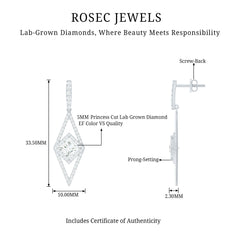 Certified Lab Grown Wedding Dangle Earrings
