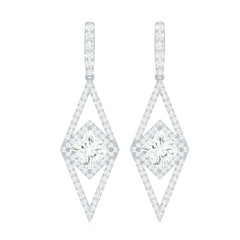 Certified Lab Grown Wedding Dangle Earrings