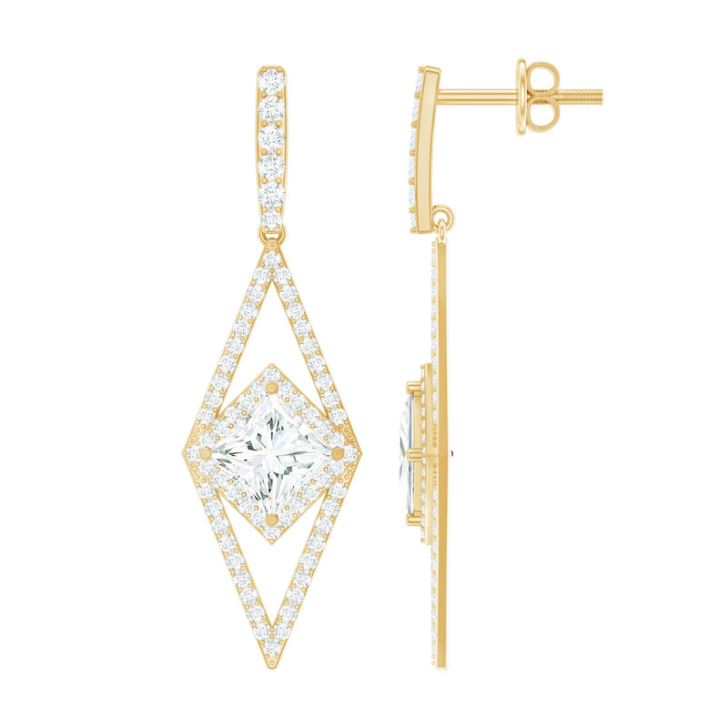 Certified Lab Grown Wedding Dangle Earrings