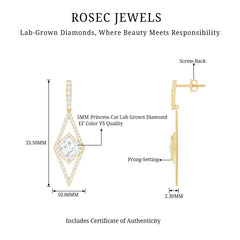Certified Lab Grown Wedding Dangle Earrings