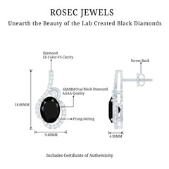 Classic Lab Grown Black Diamond Designer Stud Earrings