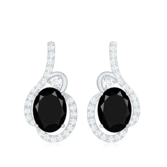 Classic Lab Grown Black Diamond Designer Stud Earrings