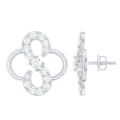 Lab Grown Diamond Floral Stud Earrings with Screw Back