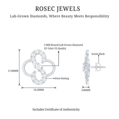 Lab Grown Diamond Floral Stud Earrings with Screw Back
