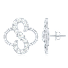 Lab Grown Diamond Floral Stud Earrings with Screw Back