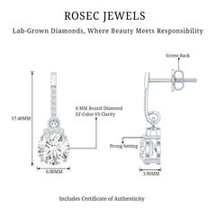 Certified Lab Grown Diamond Bridal Drop Earrings