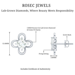 Cute Lab Diamond Flower Stud Earrings