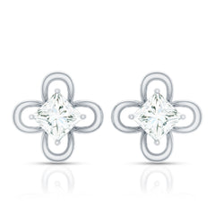 Cute Lab Diamond Flower Stud Earrings