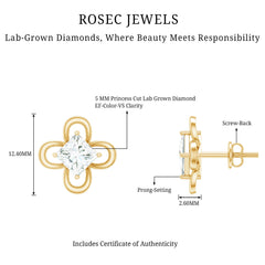 Cute Lab Diamond Flower Stud Earrings