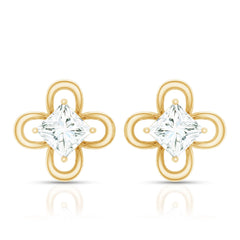 Cute Lab Diamond Flower Stud Earrings