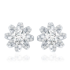 Lab Grown Diamond Round Solitaire Stud Earrings with Screw Back