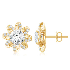 Lab Grown Diamond Round Solitaire Stud Earrings with Screw Back