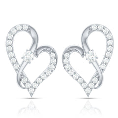 Lab Grown Diamond Heart Stud Earrings with Screw Back