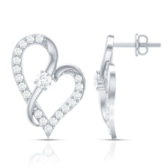 Lab Grown Diamond Heart Stud Earrings with Screw Back