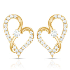 Lab Grown Diamond Heart Stud Earrings with Screw Back