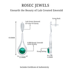 Certified Lab Grown Emerald Wedding Earrings With Diamond