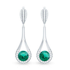 Certified Lab Grown Emerald Wedding Earrings With Diamond