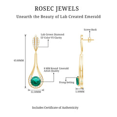 Certified Lab Grown Emerald Wedding Earrings With Diamond