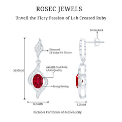 Lab Grown Ruby Wedding Earrings with Diamond Accent