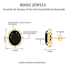 Lab Grown Black Diamond Designer Stud Earrings with Diamond Halo