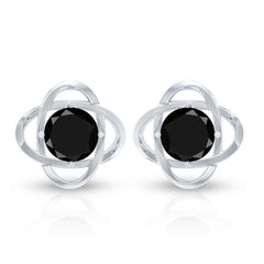 Certified Lab Grown Black Diamond Stud Earrings With Screw Back