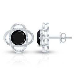 Certified Lab Grown Black Diamond Stud Earrings With Screw Back