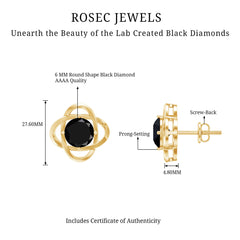 Certified Lab Grown Black Diamond Stud Earrings With Screw Back