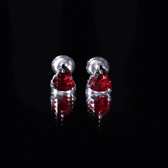 Heart Shape Lab Grown Ruby Valentines Day Earrings