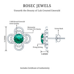 1 Carat Lab Grown Emerald Flower Earrings with Certificate