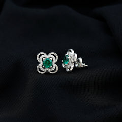 1 Carat Lab Grown Emerald Flower Earrings with Certificate