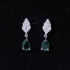 Certified 2 Carat Lab Grown Emerald Designer Earrings with Certificate