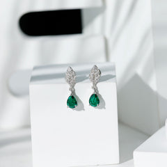 Certified 2 Carat Lab Grown Emerald Designer Earrings with Certificate