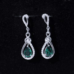 Designer 1.4 Carat Lab Grown Emerald Drop Earrings with Moissanite