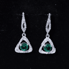 1.6 Carat Lab Grown Emerald Drop Earrings with Moissanite