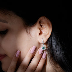1.6 Carat Lab Grown Emerald Drop Earrings with Moissanite