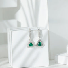 1.6 Carat Lab Grown Emerald Drop Earrings with Moissanite