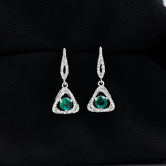 1.6 Carat Lab Grown Emerald Drop Earrings with Moissanite