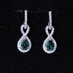 Womens 1.4 Carat Lab Grown Emerald Infinity Drop Earrings with Certificate