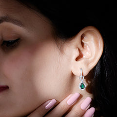 Womens 1.4 Carat Lab Grown Emerald Infinity Drop Earrings with Certificate