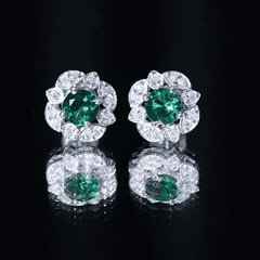 1.6 Carat Lab Emerald Vintage Stud Earrings in Sterling Silver