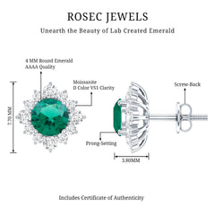 Half Carat Lab Grown Emerald Stud Earrings with Certificate