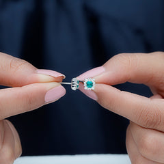 Half Carat Lab Grown Emerald Stud Earrings with Certificate