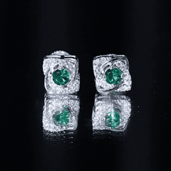 Certified Half Carat Lab Grown Emerald Stud Earrings with Moissanite